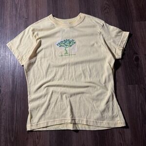 Adidas Bonsai Tree‎ Graphic T-Shirt Women's XL Yellow Short Sleeve